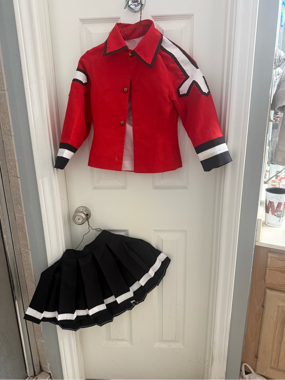 NWOT Wendy Marvell Red and Black Kids Costume Jacket and Pleated Skirt